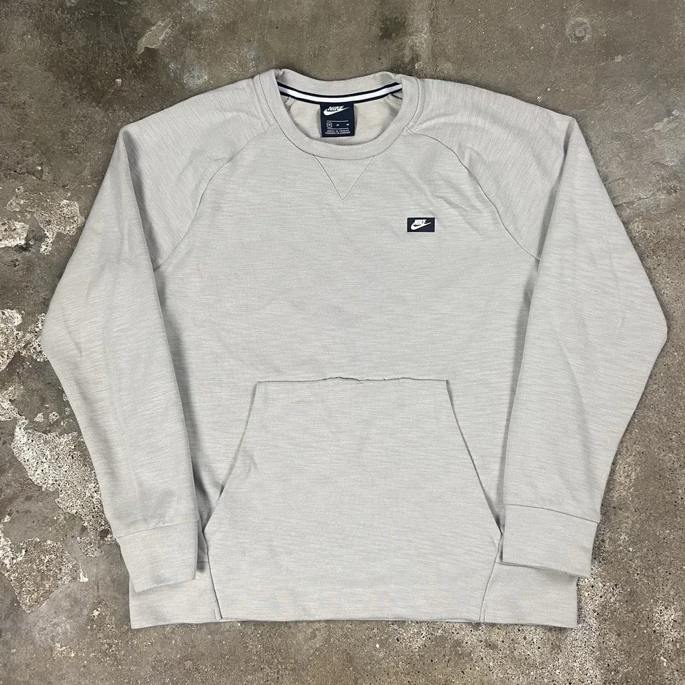 Nike Tech Fleece Sweatshirt Size Medium Beige Optic Pocket Crewneck Pullover
